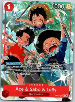 Ace & Sabo & Luffy OP13-007 SR Alt Art Foil NM + Bonus Regular Version - Image 1