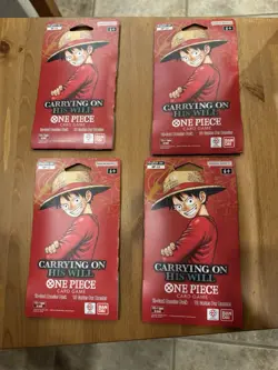 2 HEAVY Lot of 4 One Piece TCG OP-13 Carrying On His Will Sleeved Booster Pack - Image 1
