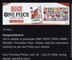 Round 1 One Piece Card Game Promotional Pack - English Presale 7 packs ship 7/19 - Image 1