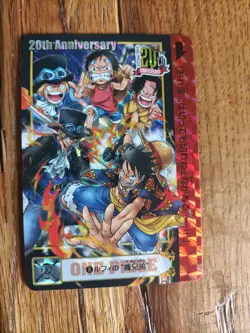 Luffy Ace Sabo holo 20th anniversary #6 JAP Carddass Jump Fest One piece card - Image 1