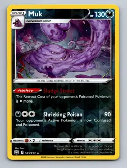 Muk 085/172 Rare Brilliant Stars Pokemon Near Mint Reverse Holo - Image 1