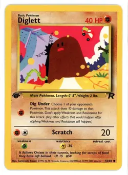 Diglett 52/82 1st Edition Team Rocket Pokemon Card - Image 1