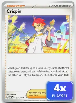 Playset of 4 Crispin 105/131 Uncommon Prismatic Evolutions Pokemon Near Mint - Image 1