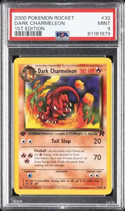 2000 POKEMON ROCKET 1ST EDITION #32 DARK CHARMELEON PSA 9 - Image 1