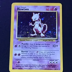 Mewtwo 10/130 Pokemon TCG Base Set 2 Holo Foil Rare Card Lightly Played LP - Image 1