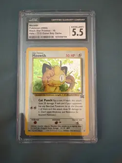 Meowth Pokemon (2000) Black Star Promo #10 Holo Game Boy CGC 5.5 Excellent+ - Image 1