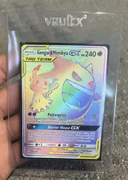 Pokemon Gengar & Mimikyu GX Sun & Moon Team Up Secret Rare Holo 186/181 - Image 1