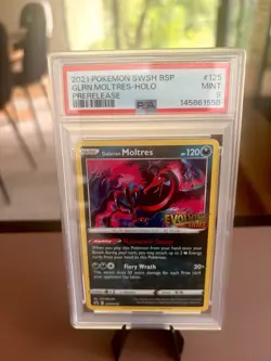 Pokemon 2021 Galarian Moltres SWSH125 SWSH Promo Holo Prerelease PSA 9 - Image 1
