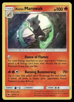 Alolan Marowak 12/111 Holo Rare Crimson Invasion Pokemon Holo NM - Image 1