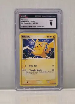 CGC 9 Pikachu 60/106 EX Emerald 2005 Pokemon Non Holo Mint Graded Slab Not PSA - Image 1