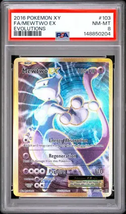 2016 Pokemon XY Evolutions #103 FA/Mewtwo EX PSA 8 NM-MT - Image 1