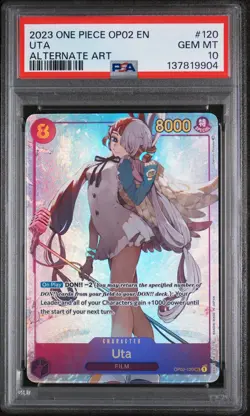 2023 ONE PIECE OP02-PARAMOUNT WAR ALTERNATE ART #120 UTA PSA 10 - Image 1