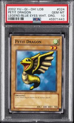 2002 YU-GI-OH! LOB-LEGEND OF BLUE EYES WHITE DRAGON #024 PETIT DRAGON PSA 10 - Image 1