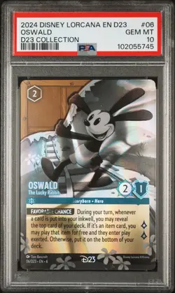 2024 DISNEY LORCANA EN D23-D23 EXPO PROMO #06 OSWALD - THE LUCKY RABBIT PSA 10 - Image 1