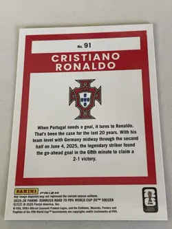 2026 Donruss Road to FIFA World Cup Cristiano Ronaldo Portugal 91 - Silver Prizm - Image 2