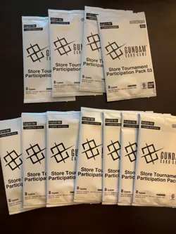 Gundam Card Game 11x Store Tournament Participation Pack 03 + 04 Promo Pack Lot - Image 1