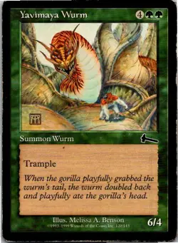 Yavimaya Wurm Magic The Gathering Urza's Legacy Card Light Play - Image 1