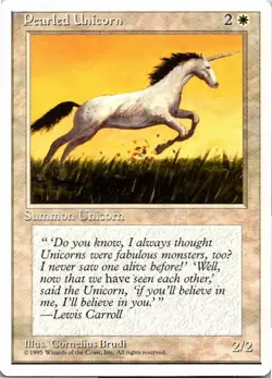 Pearled Unicorn Magic The Gathering Fourth Card Light Play X1 - Image 1