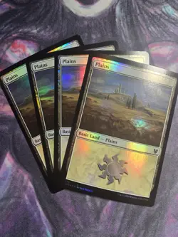 MTG 4x FOIL Plains (278) x4 NM Theros Beyond Death Magic the Gathering Land - Image 1