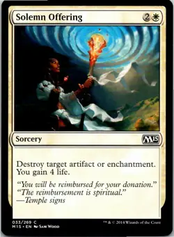 Solemn Offering Magic The Gathering 2015 Card Light Play X1 - Image 1