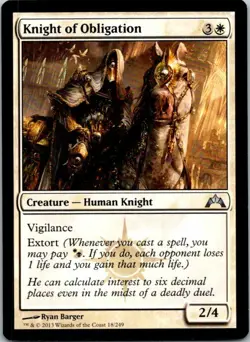 Knight Of Obligation Magic The Gathering Gatecrash Card Light Play X1 - Image 1