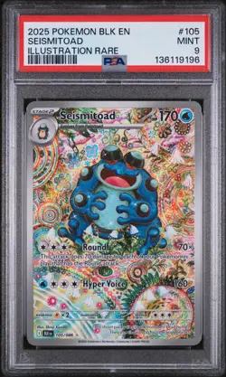 2025 POKEMON BLK EN-BLACK BOLT #105 SEISMITOAD ILLUSTRATION RARE - PSA 9 MINT - Image 1
