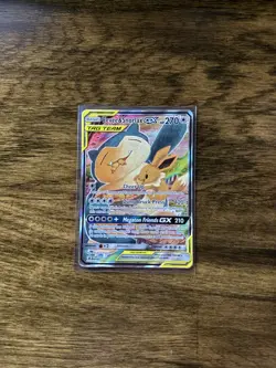 Pokemon Eevee & Snorlax GX SM169 Tag Team Holo Black Star Promo Card DMG - Image 1