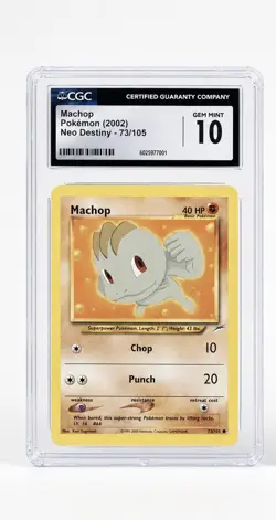 CGC GEM MINT 10 Pokemon Machop 73/105 2002 Neo Destiny 1st Edition - Image 1