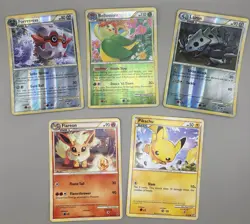 Pokemon Undaunted Mixed 5 Card Lot - Pikachu 61/90 Flareon 26/90 & More NM - Image 1