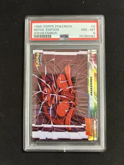 1999 POKEMON TOPPS MOVIE EDITION #2 AWAKENINGS Foil PSA 8 NM - MINT MEWTWO - Image 1