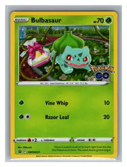 2022 Pokemon GO Bulbasaur Black Star Promo SWSH231 Holo - Image 1