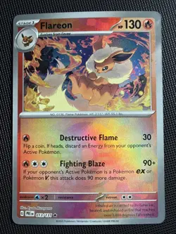 Pokemon Prismatic Evolutions Flareon (Poke Ball) Reverse Holo 013/131 - Image 1