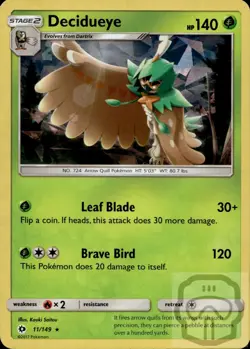 Decidueye (Cracked Ice Holo) 11/149 Holo Deck Exclusives Pokemon Holo NM/M - Image 3