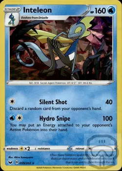 Inteleon (Cracked Ice Holo) 59/202 Holo Holo Rare Deck Exclusives Pokemon NM/M - Image 3