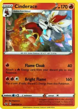 Cinderace (Cracked Ice Holo) 36/202 Holo Holo Rare Deck Exclusives Pokemon NM/M - Image 1