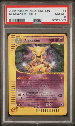 2002 POKEMON EXPEDITION #1 ALAKAZAM-HOLO PSA 8 - Image 1