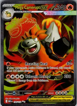 Mega Camerupt ex 156/132 Ultra Rare Mega Evolution Pokemon Holo Near Mint - Image 1
