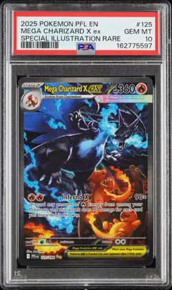 2025 POKEMON PFL EN-PHANTASMAL FLAMES #125 MEGA CHARIZARD X EX PSA 10 - Image 1
