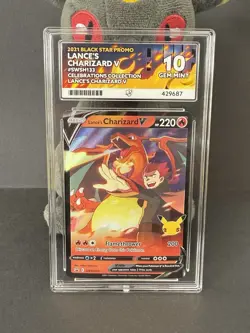 Pokemon TCG Lance’s Charizard V 2021 Black Star Promo Celebrations Graded Ace 10 - Image 1