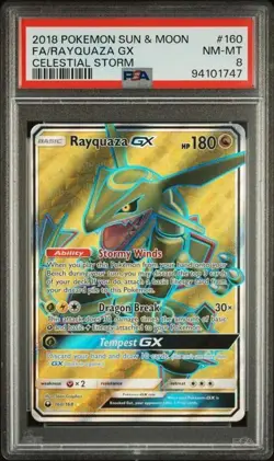 Pokemon TCG Rayquaza GX Celestial Storm Full Art Trio PSA 8 #160/#177/#177a - Image 4