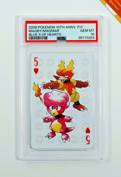 Pokemon PSA 10 magby & Magmar Blue - 5 Of Hearts 10Th Anniversary Poker 2006 - Image 1