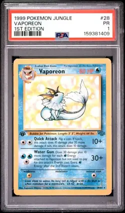 VAPOREON Jungle 1st Edition Rare #28 PSA 1 Vintage Pokemon [Nostalgium] - Image 1