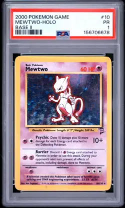 MEWTWO Base Set 2 Holo Rare #10 PSA 1 Vintage Pokemon - Image 1