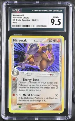 CGC 9.5 Pokemon 2005 EX Delta Species Marowak Holo Rare #10/113 - Image 1
