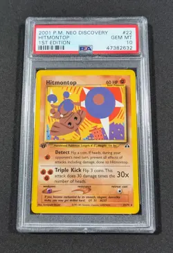 2001 Pokemon Card 1st Edition Hitmontop 22/75 PSA 10 GEM MINT Neo Discovery - Image 1
