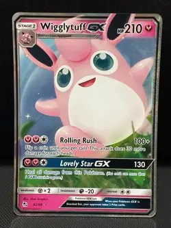 Wigglytuff GX - 42/68 - Pokemon TCG Hidden Fates Sun & Moon Ultra Rare Card NM - Image 1