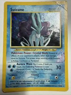Pokemon TCG WOTC Suicune Holo Rare Card 14/64 Neo Revelation Creased DMG - Image 1