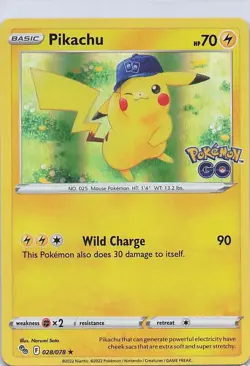 Pikachu (28) Holo Rare Pokemon GO 028/078 NM - Image 1