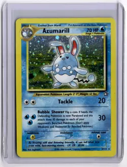 Azumarill 2/111 Unlimited Neo Genesis Holo Rare Pokemon Card - LP - Image 1