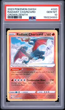 2023 POKEMON SWORD & SHIELD CROWN ZENITH #020 RADIANT CHARIZARD PSA 10 - Image 1